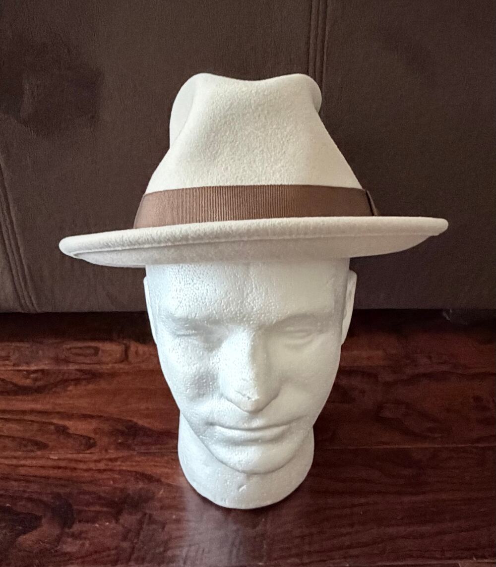 $200 NWT Bailey 1922 Tino Cream Wool Lite Felt Fedora Hat XL USA Made